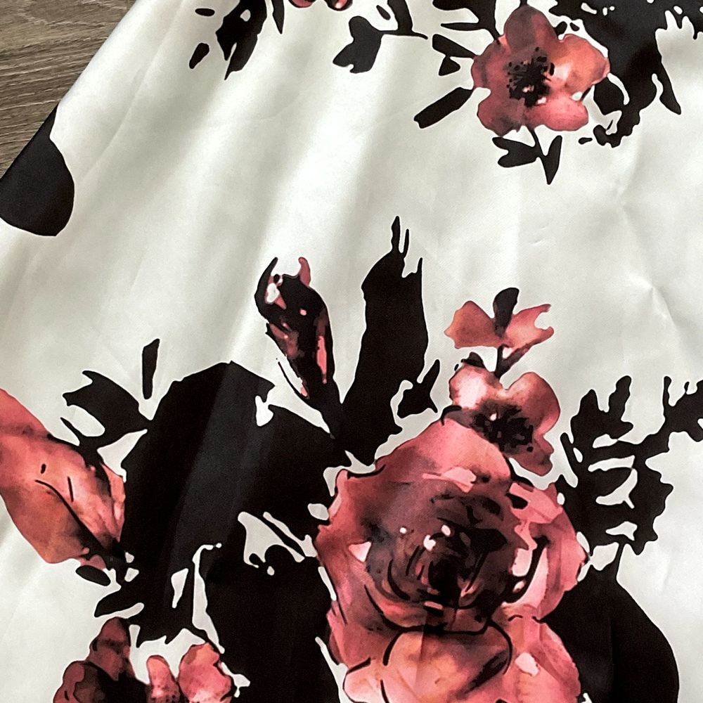 Betsy & Adam Mint Floral Ball Gown with Pink and Black Blooms - Picture 10 of 15